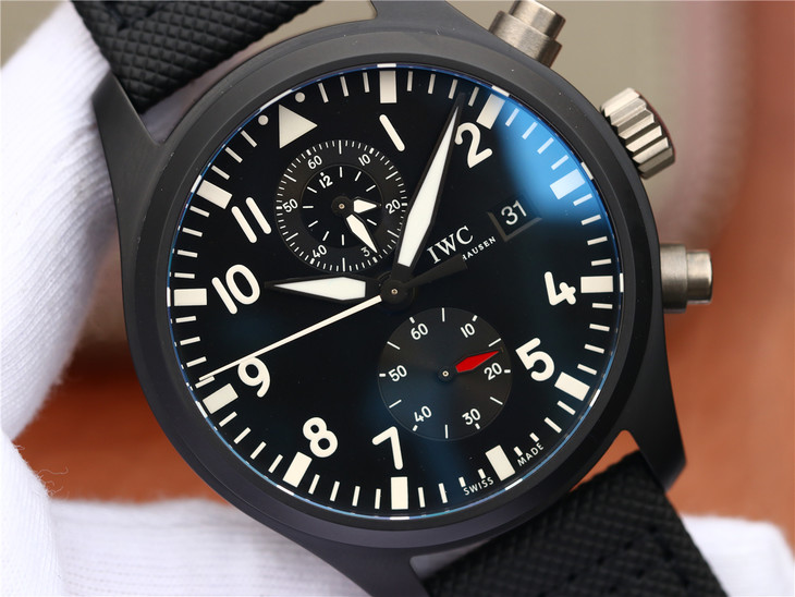 Replica IWC Pilot Top Gun IW389001 Real Ceramic Watch with Black Nylon ...